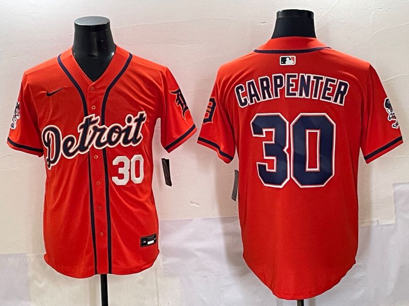 Men 2025 Detroit Tigers #30 Carpenter Orange Fashion Nike MLB Jersey style 7153->detroit tigers->MLB Jersey